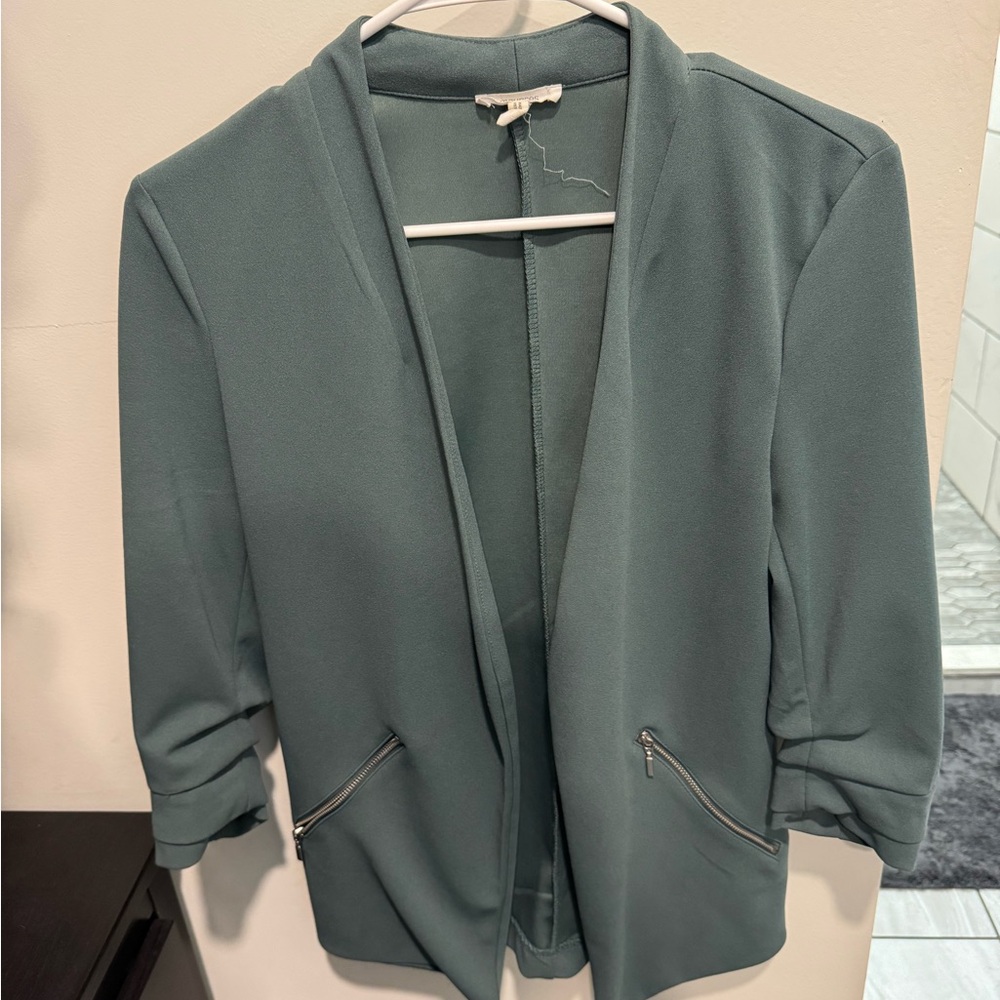 Maurices Green Blazer Relaxed Fit Open Front